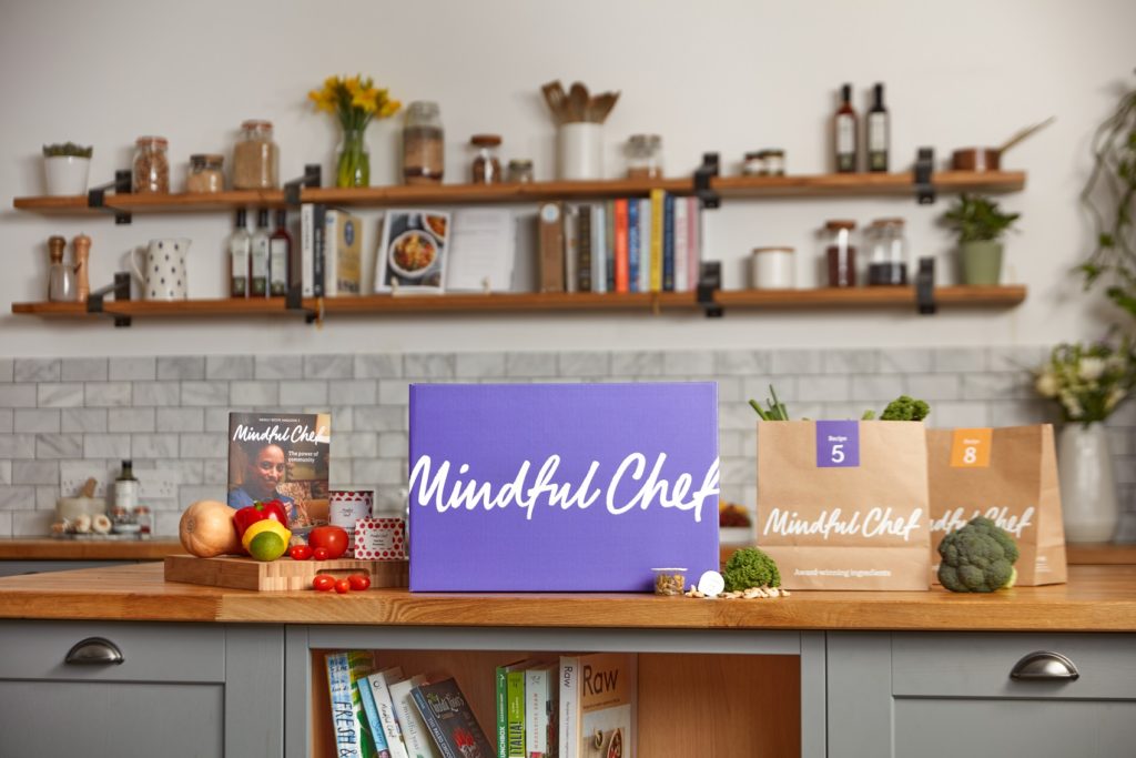 Mindful Chef review - recipe box ingredients laid out on a kitchen counter