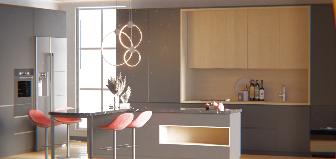 Modern kitchen with island and warm earthy tones