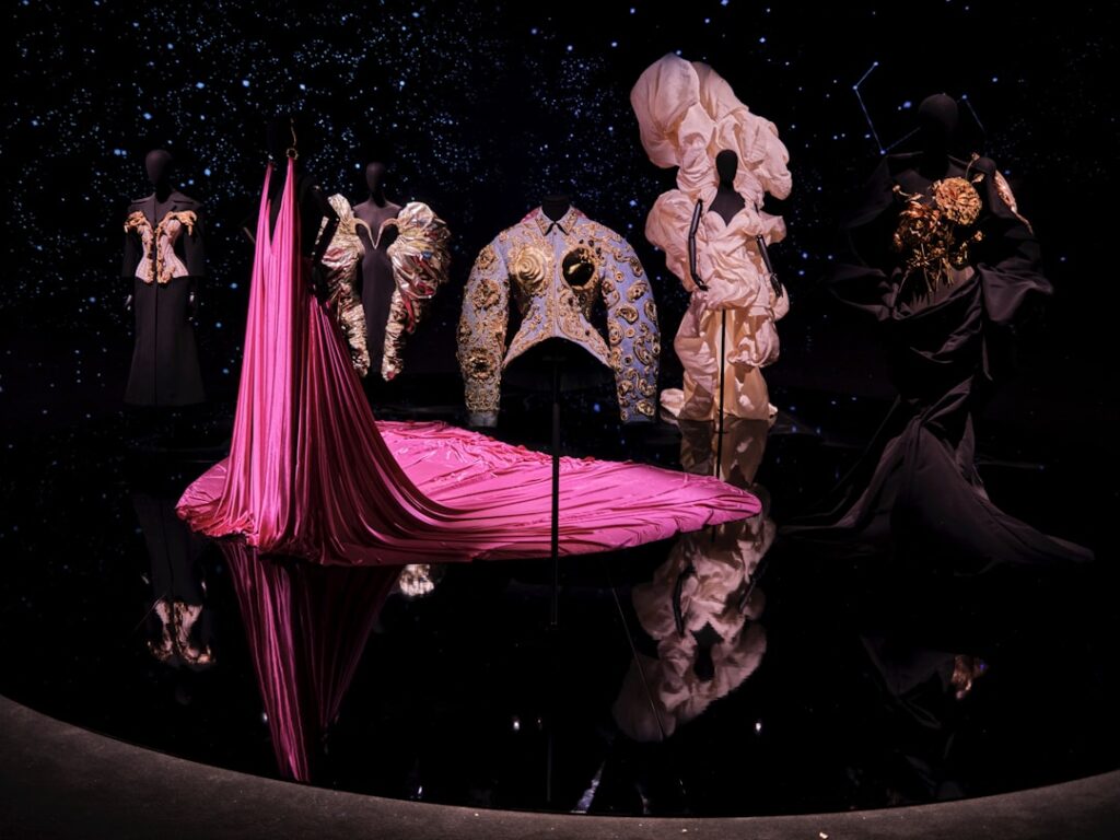 Schiaparelli exhibition V&A showing haute couture fashion on display