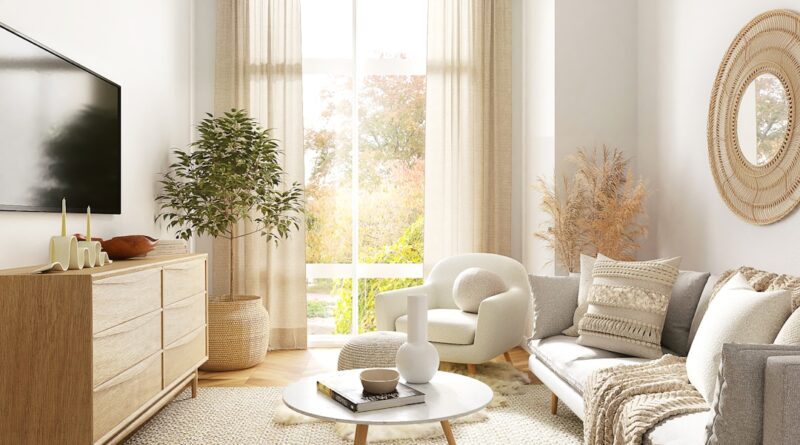 Cosy living room with soft sofa by window - spring interiors 2026