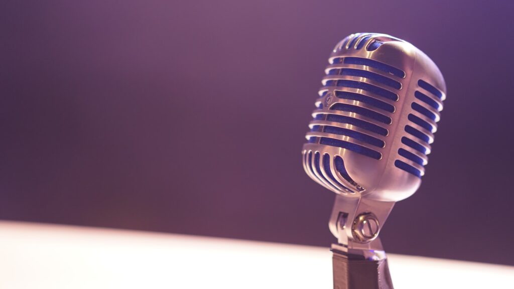 Studio condenser microphone representing the best British podcasts 2026 has to offer