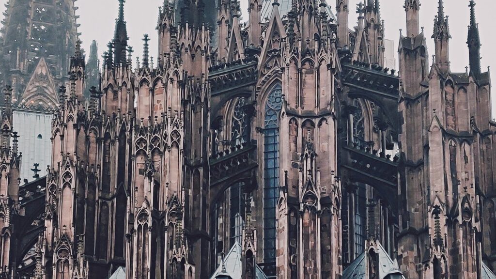 Gothic cathedral exterior used as a visual mood reference for the Fallen ITVX review of Lauren Kate's supernatural drama.