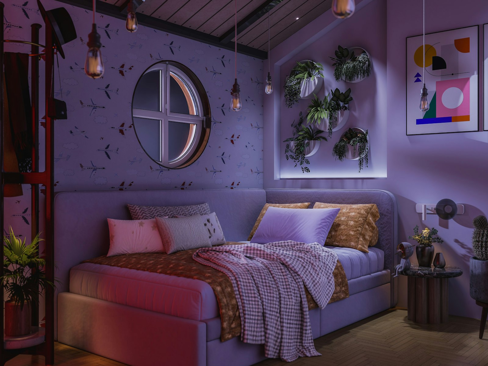 Calm decorated UK bedroom with plants, the kind of restful environment that matters more than mouth taping for sleep quality