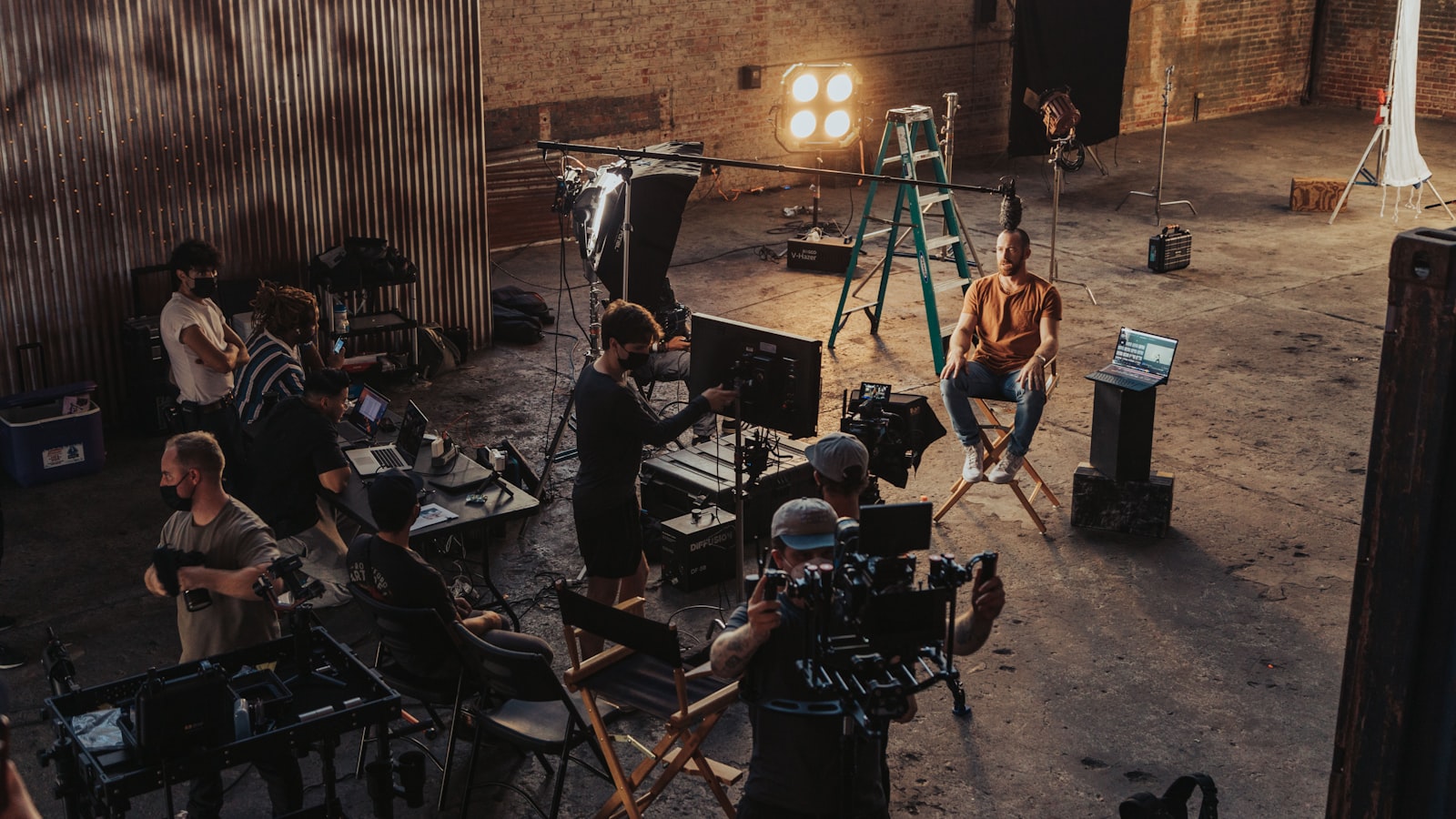 Camera crew on a British television production set
