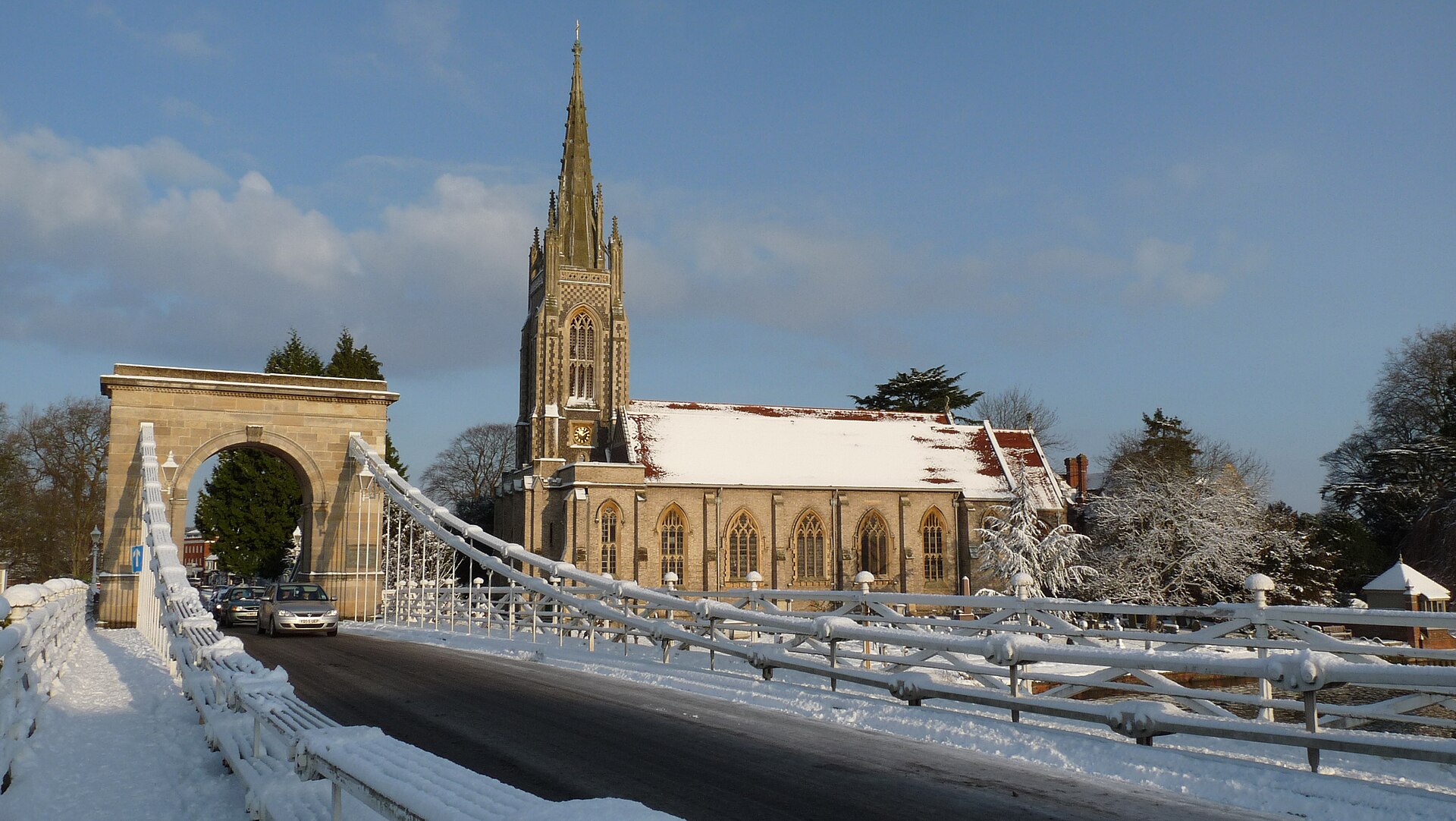 The bridge and church at Marlow, the Thames-side town behind The Marlow Murder Club