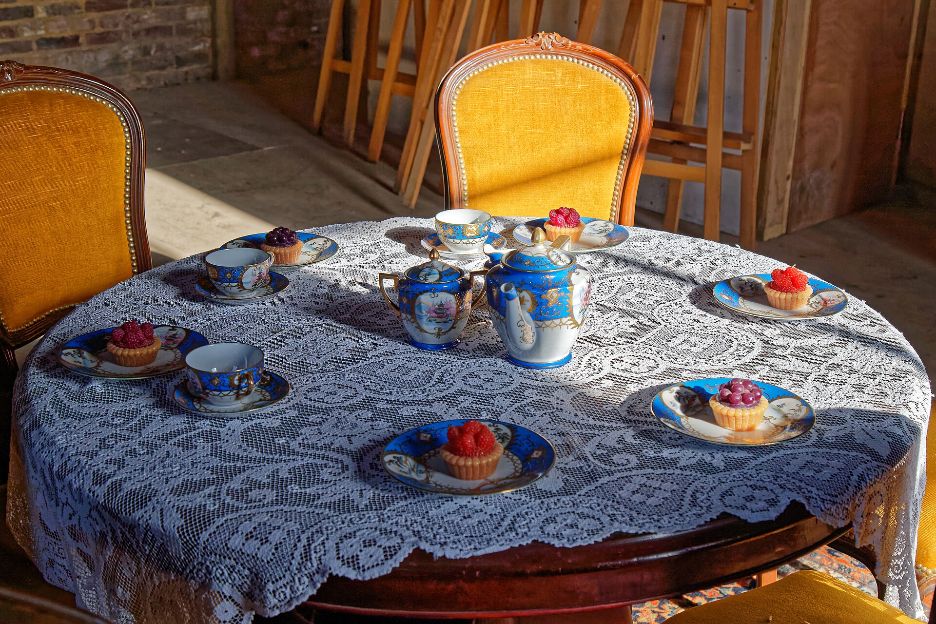 A traditional tea table - the comfort iconography that underpins the genre