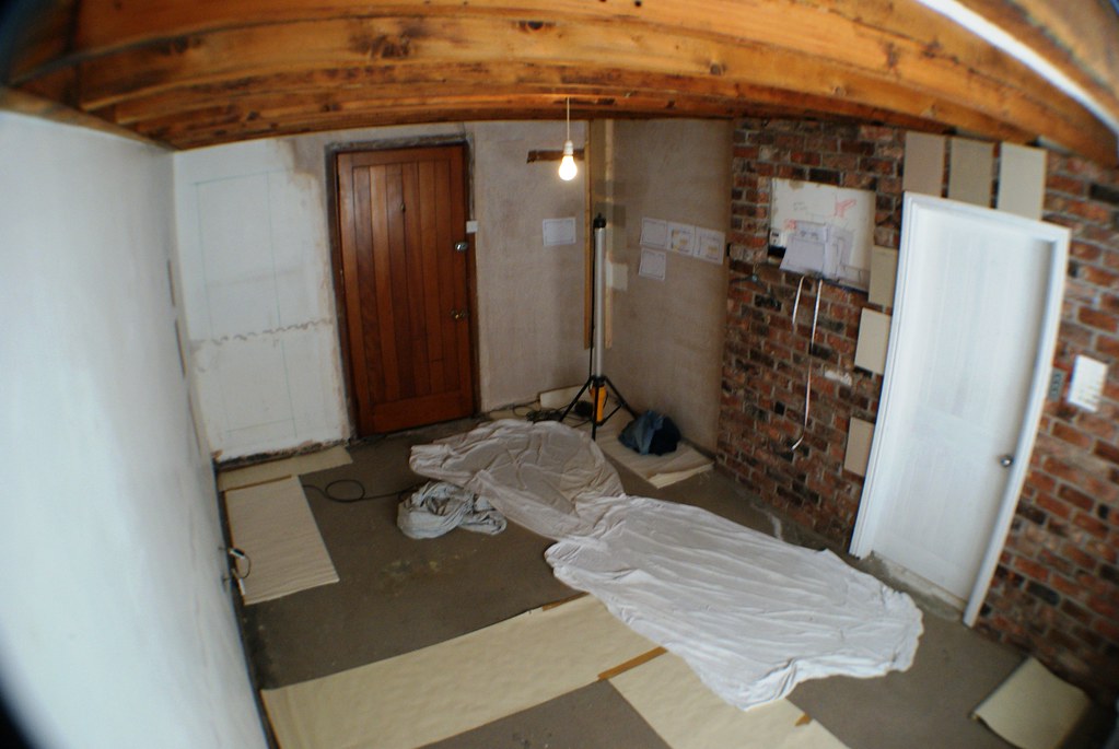 Room mid-decoration, the point where chocolate brown interiors are easiest to test