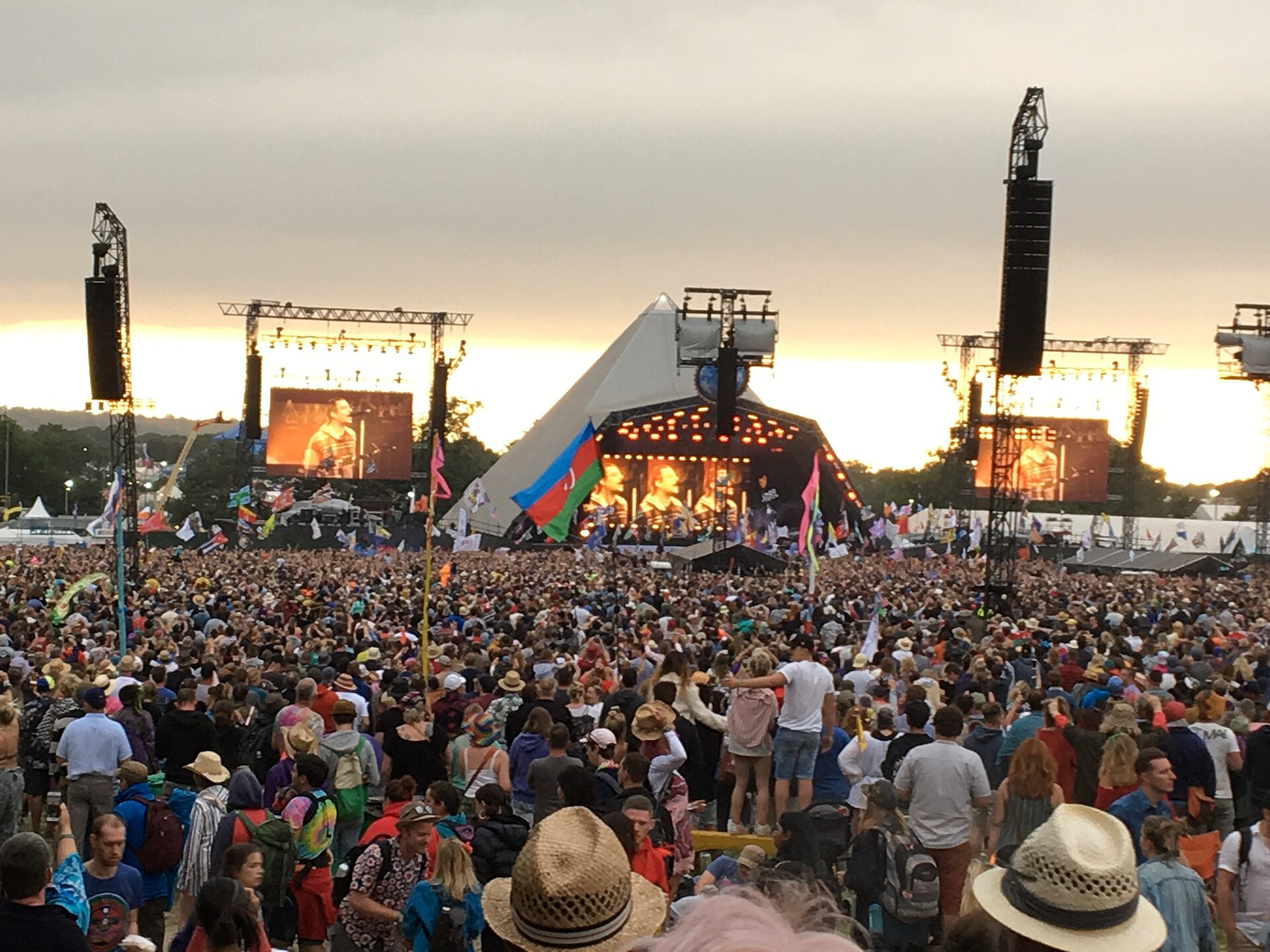 The Pyramid Stage at Glastonbury, dark during the 2026 fallow year