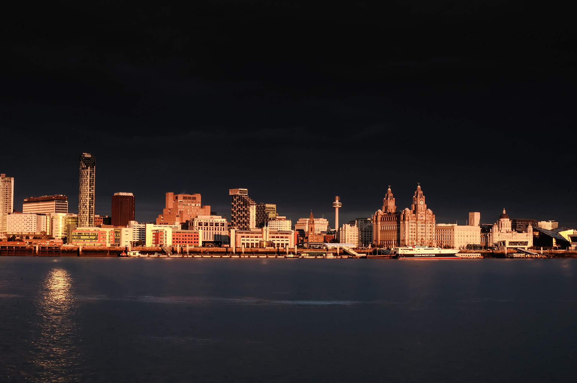 Liverpool waterfront at dusk, the backdrop to Tony Schumacher's BBC drama The Responder