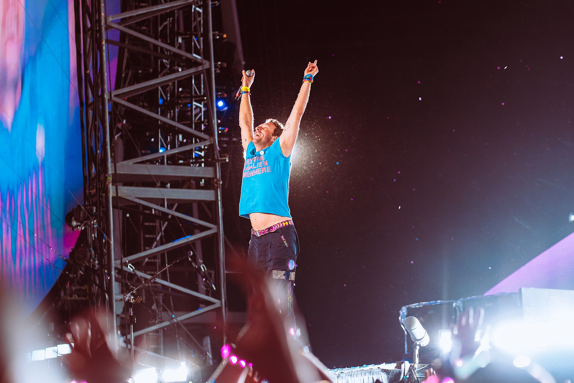 Coldplay performing during their record ten-night Wembley Stadium residency in 2025