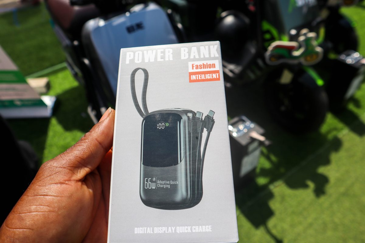 USB power bank charging a phone