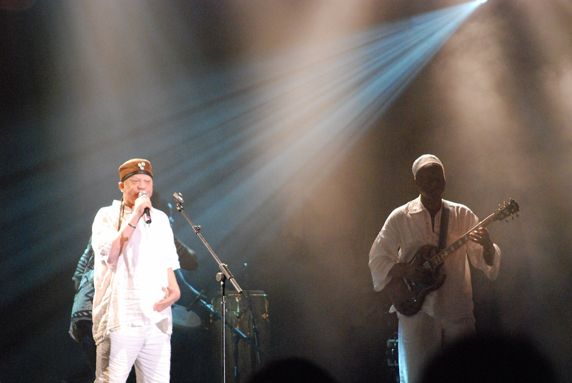 Malian singer Salif Keita on stage at WOMAD's former Charlton Park home