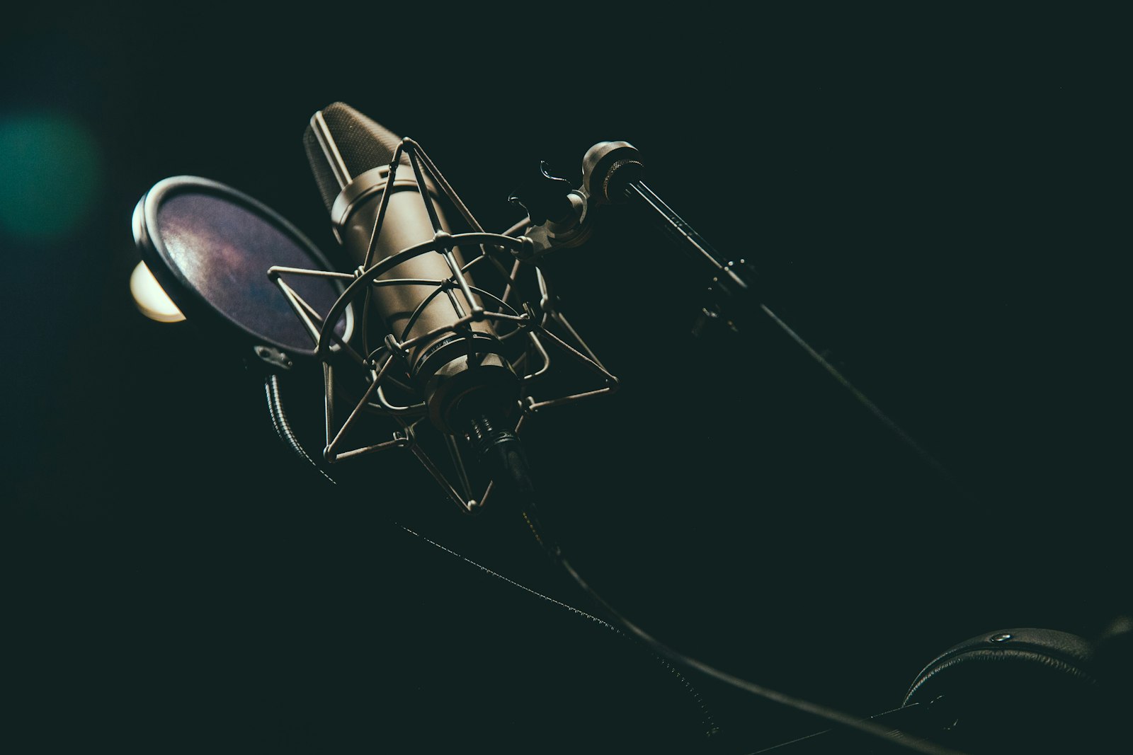 Condenser microphone in a recording studio