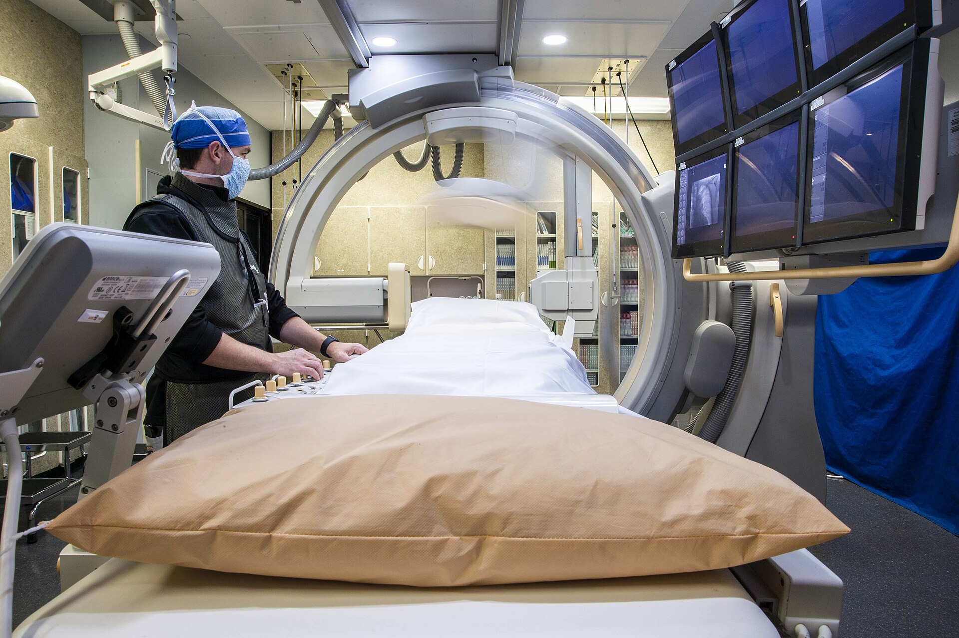 A hospital radiology suite of the kind used for whole-body imaging, the four-figure end of the full body health scan market