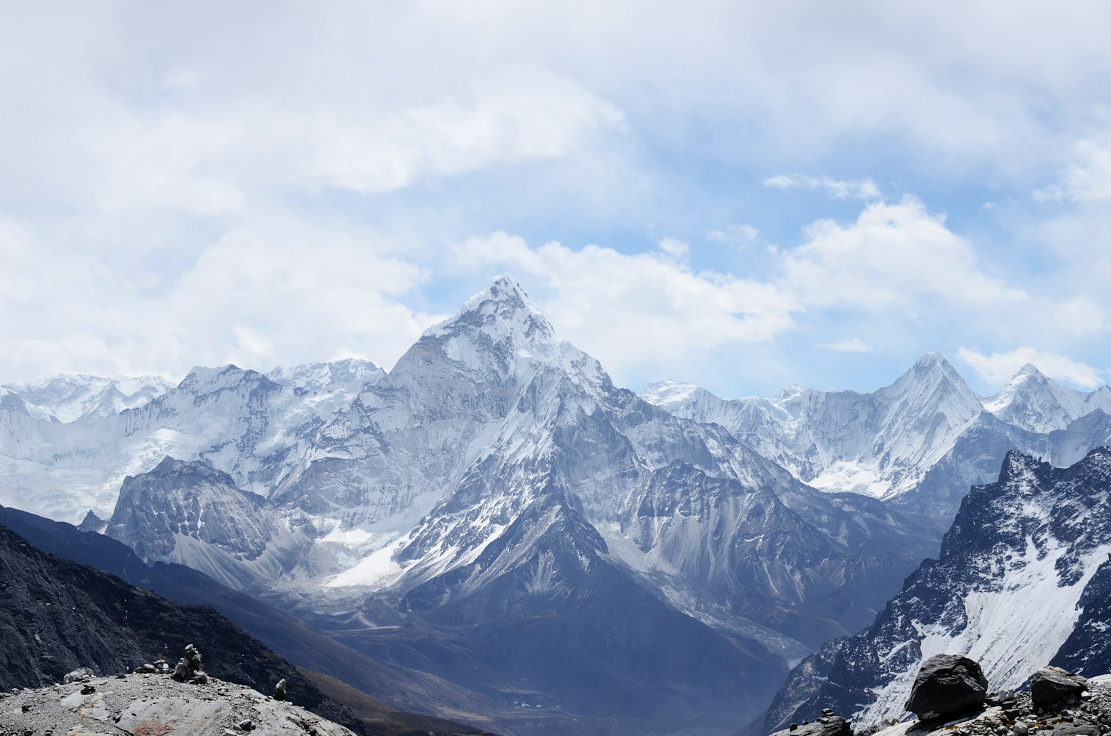 Snow-capped Himalayan mountain range - the high-altitude rock shilajit resin seeps from
