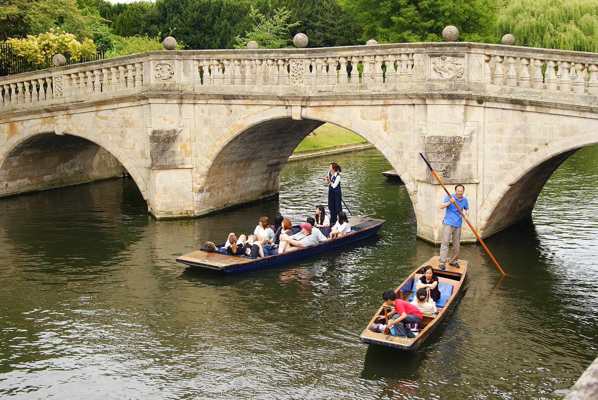 Punting on the River Cam in Cambridge on a summer afternoon
