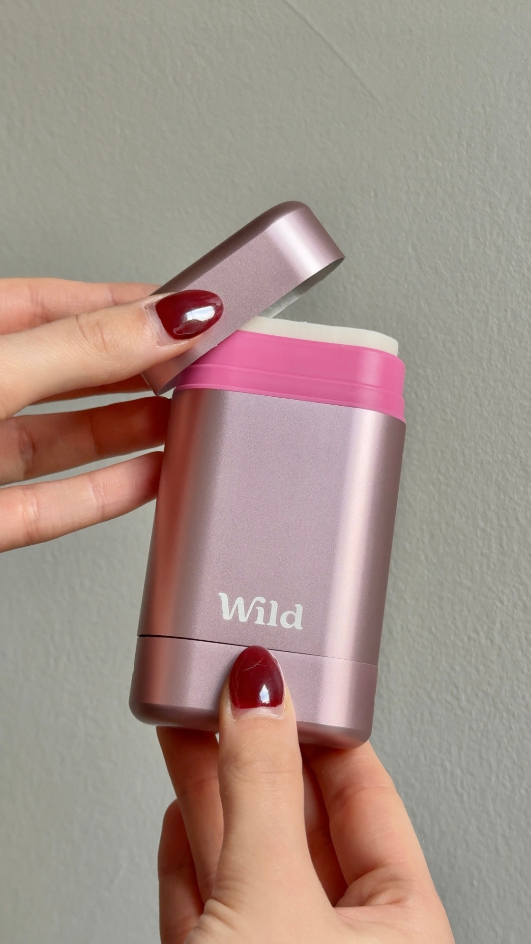 Wild natural deodorant stick with cap off