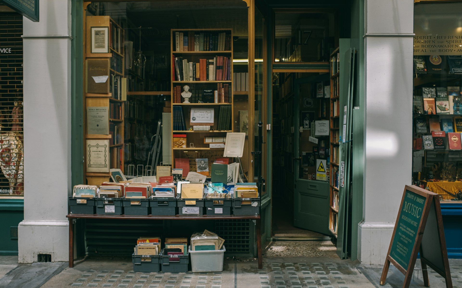 Shelves of books inside an independent UK bookshop