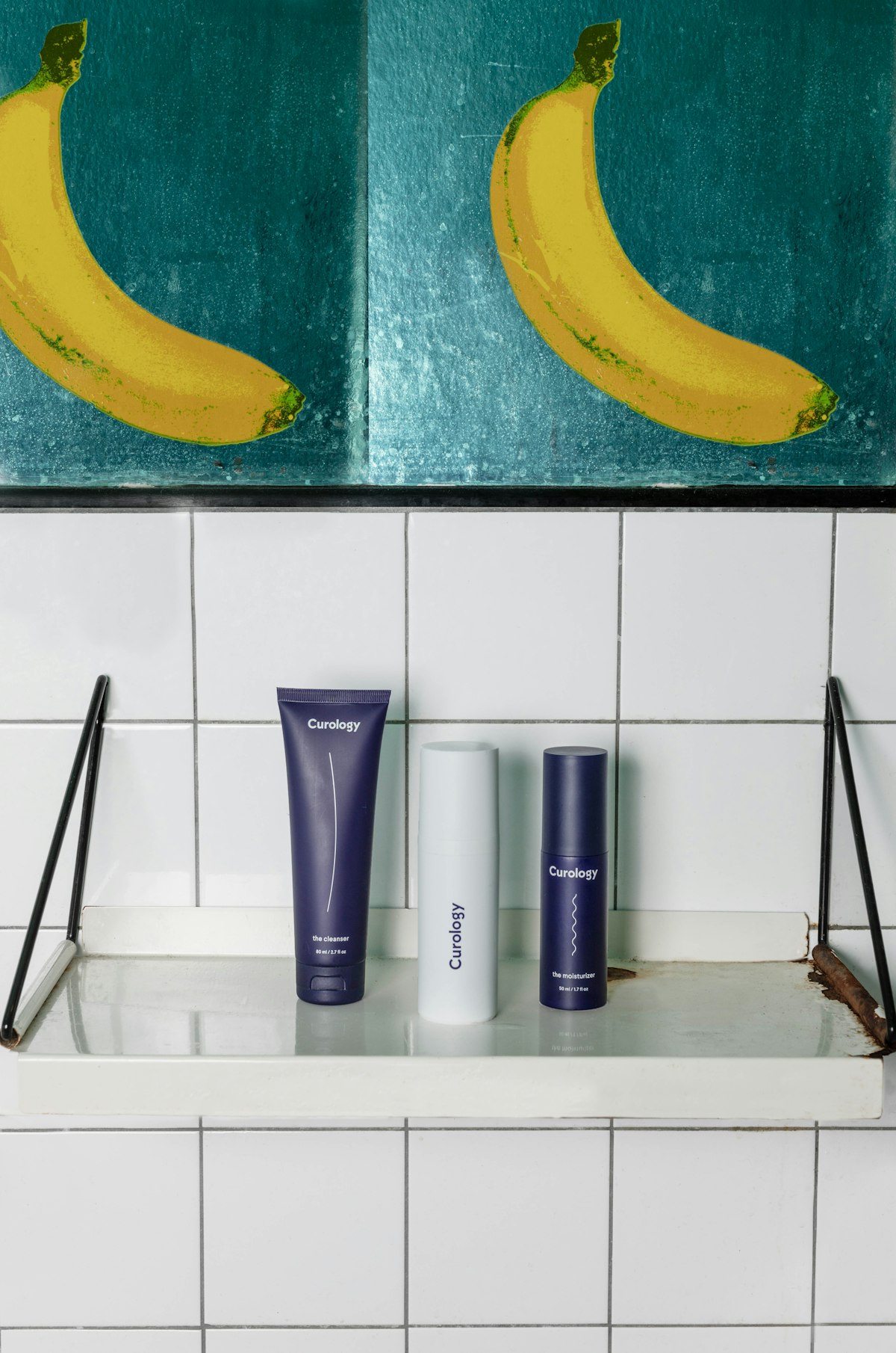 Three simple skincare products: cleanser, serum and moisturiser