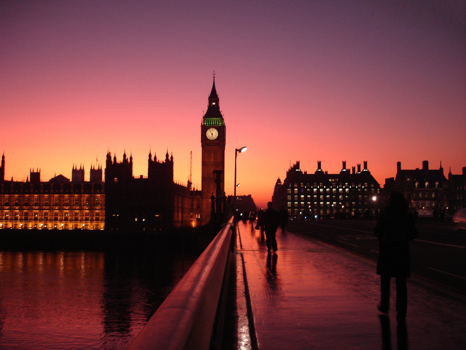 Commuters walking across Westminster Bridge at dusk, where much of London's daily step count is earned
