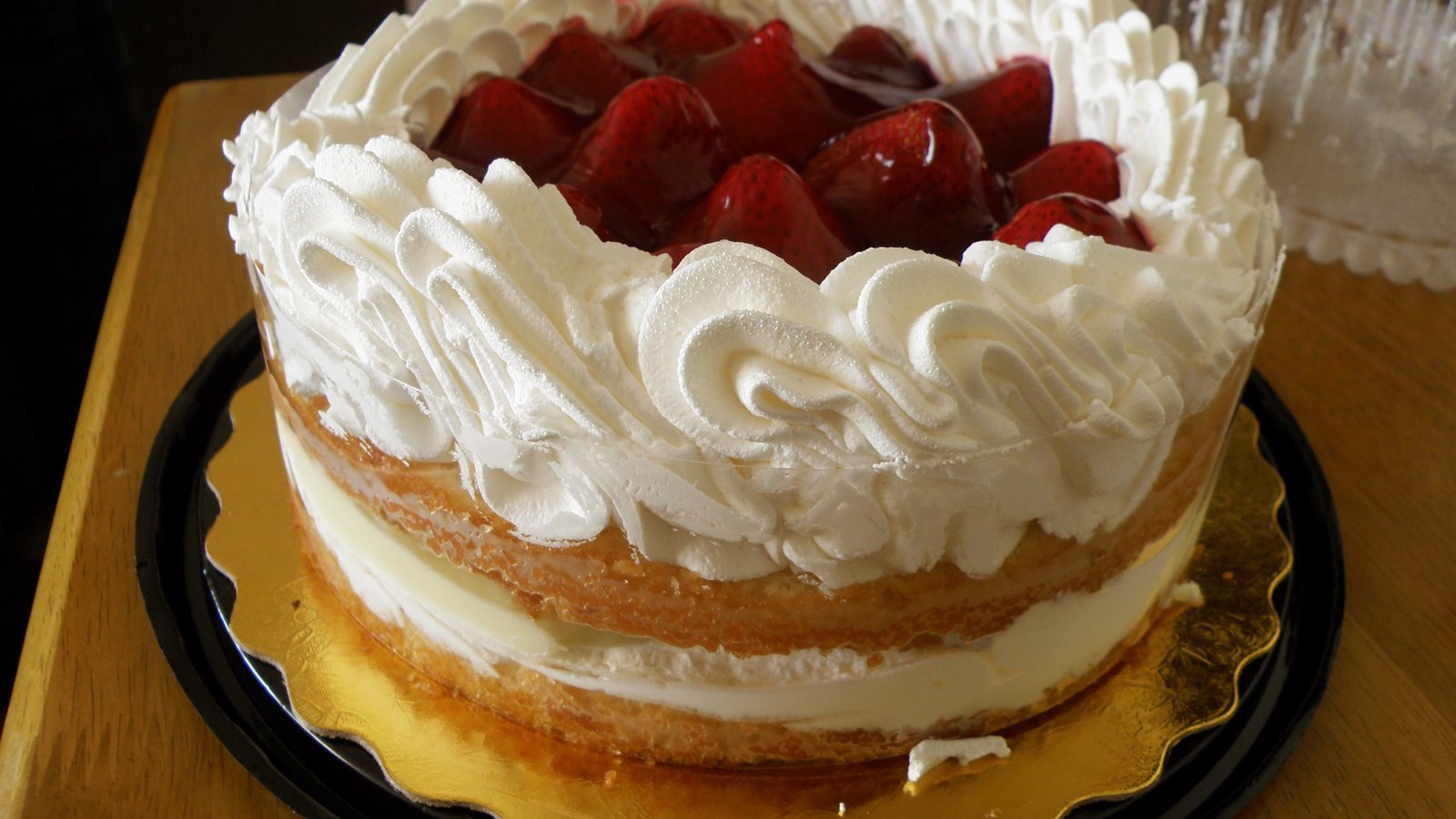 A layered strawberry cake, the kind of bake that decides Star Baker in Nigella Lawson's Bake Off tent