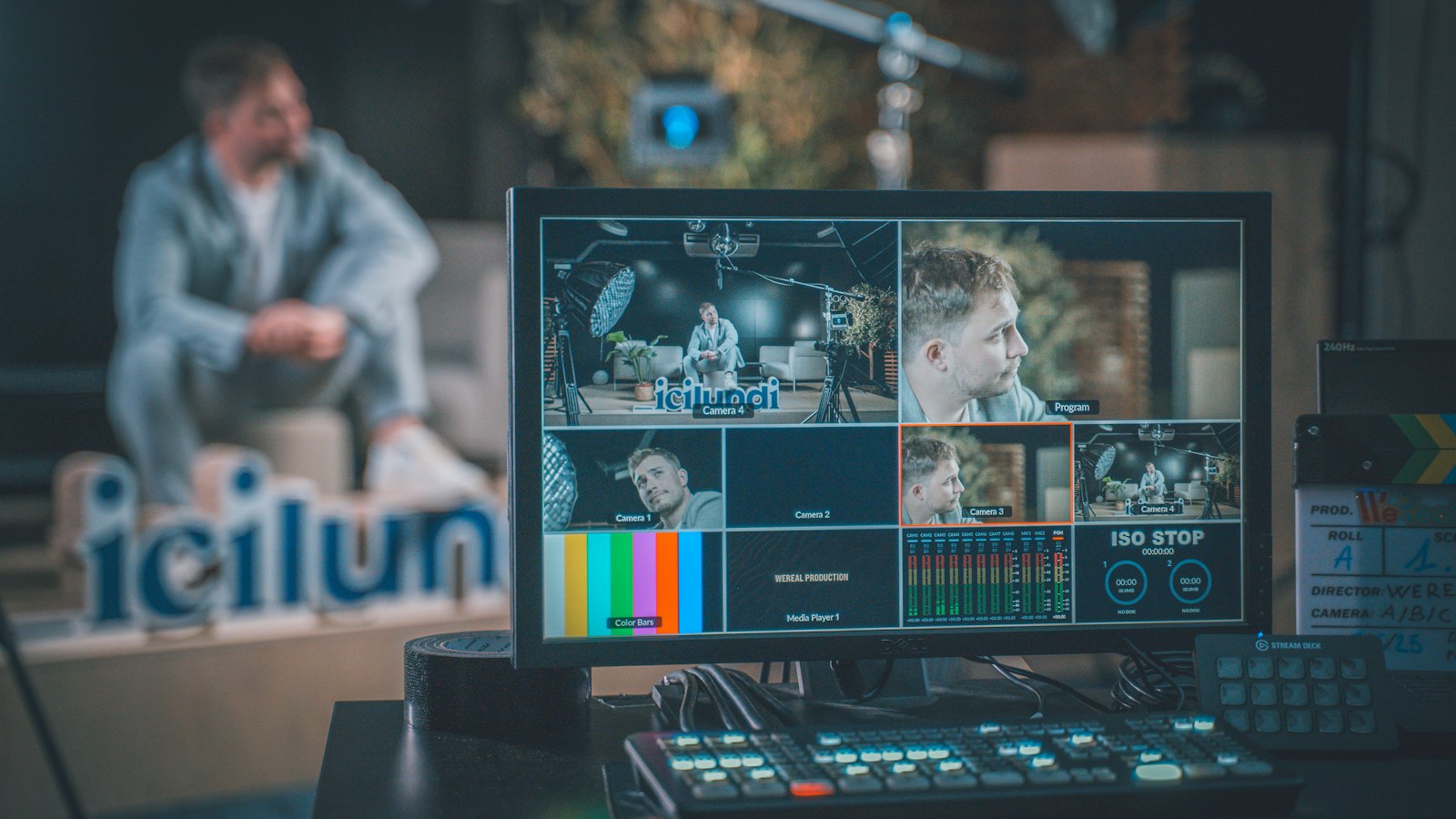 Television studio gallery with monitors, the kind of room the Strictly 2026 new hosts will be judged from on Saturday