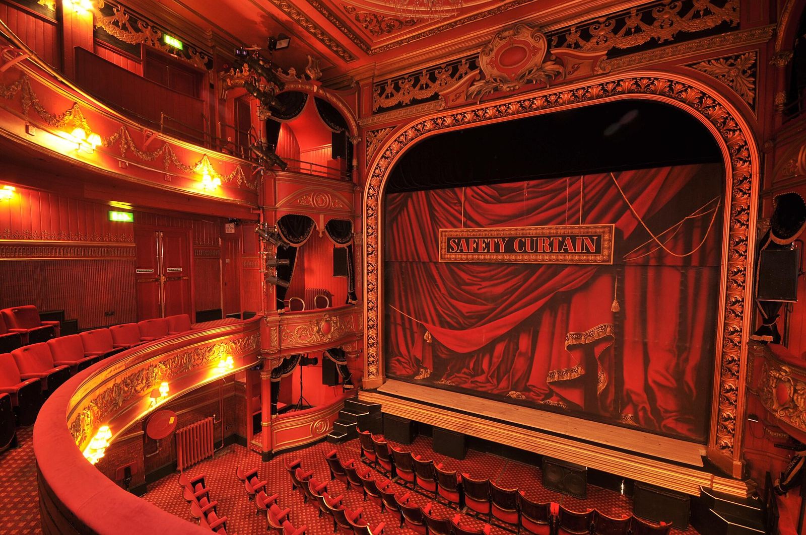 Auditorium of the Theatre Royal Stratford East, a London theatre with a long pantomime tradition