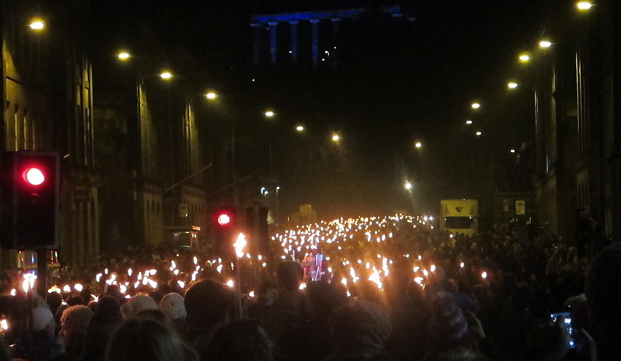 Hogmanay celebration in Edinburgh at night, part of Edinburgh Hogmanay 2026 coverage