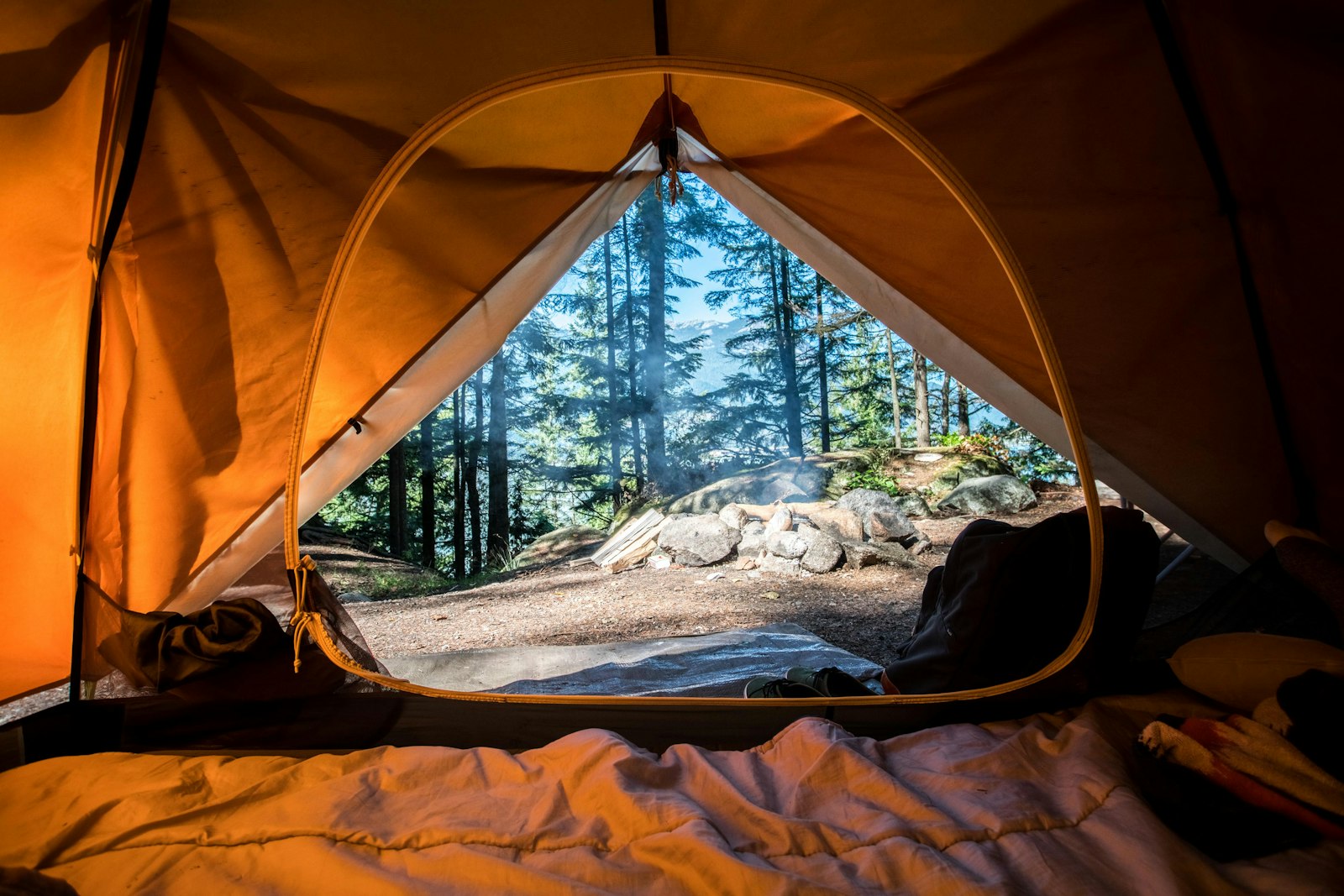 View from inside a tent looking out onto an open clearing, a reminder that the free outdoor Frieze Sculpture trail is the better value next to Frieze London 2026 tickets