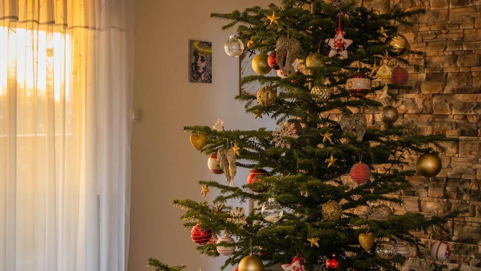 Narrow hallway front door, a common spot for a slim artificial Christmas tree
